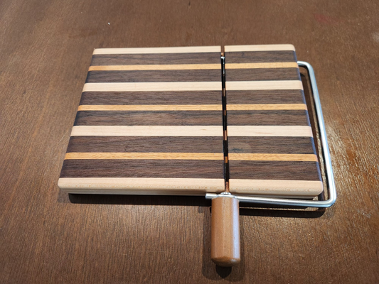 Walnut, maple & mahogany cheese slicer striped